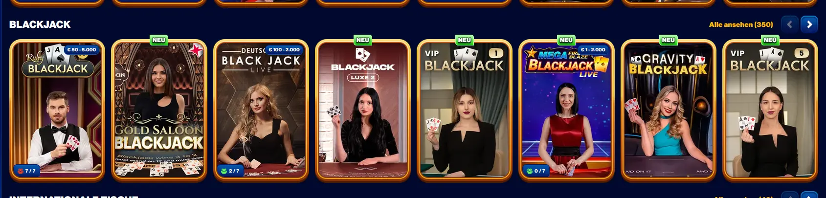 Live-Blackjack-Tisch bei Spinsofglory Casino