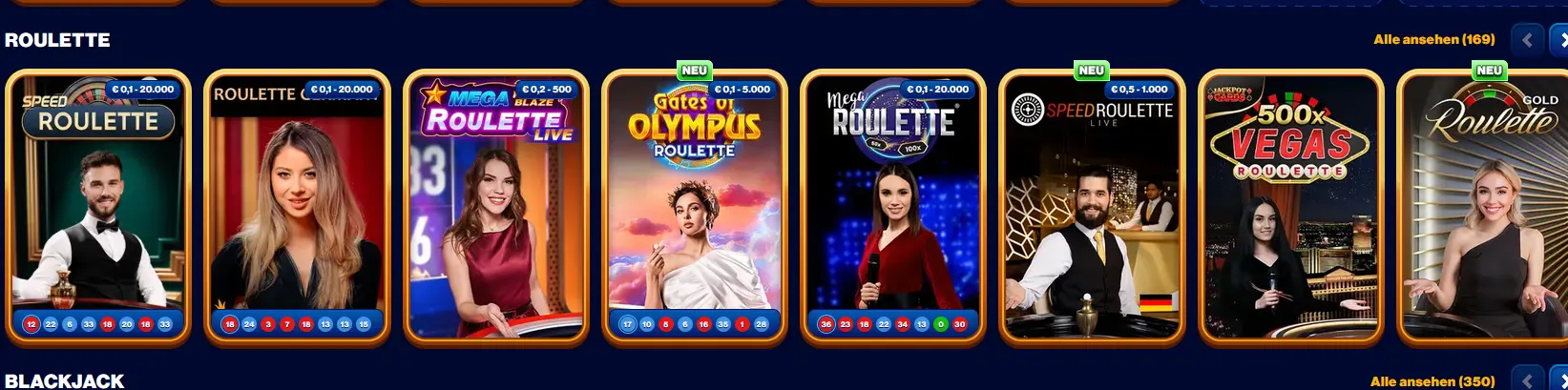 Live-Roulette-Tisch bei Spinsofglory Casino